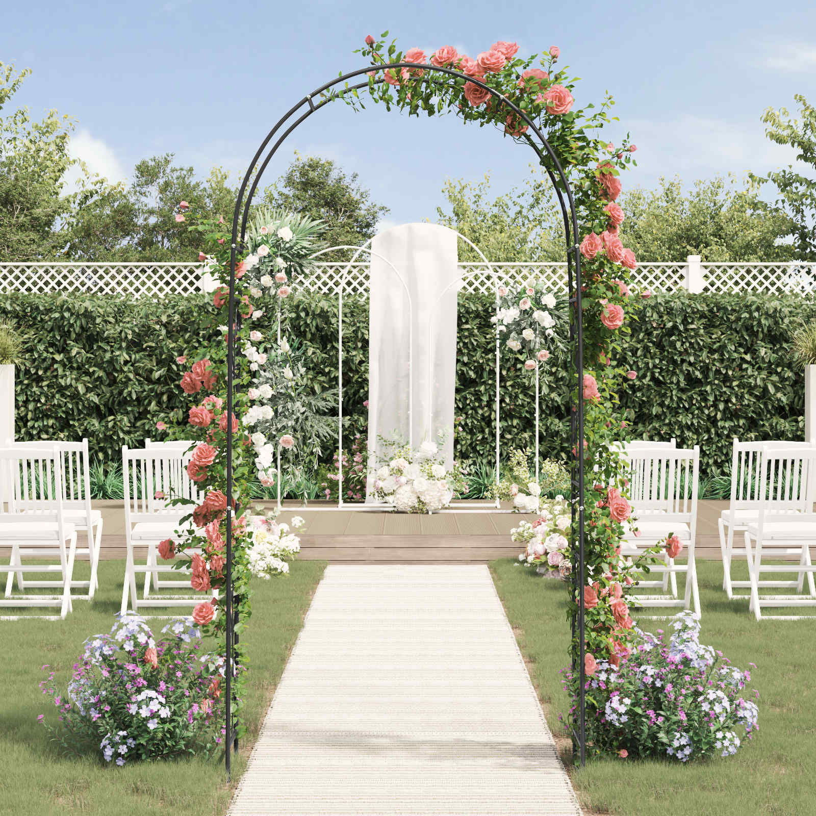 Tuin Boog Bloemen Zwart 115 x 37 x 231 cm is nu te koop bij PeponiXL, paradijselijk wonen!