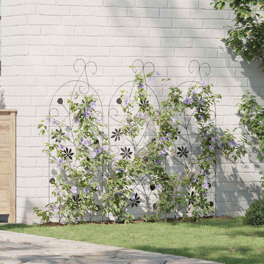 Tuinhek met slot 3 pcs Zwart 112 x 39,5 cm Staal is nu te koop bij PeponiXL, paradijselijk wonen!