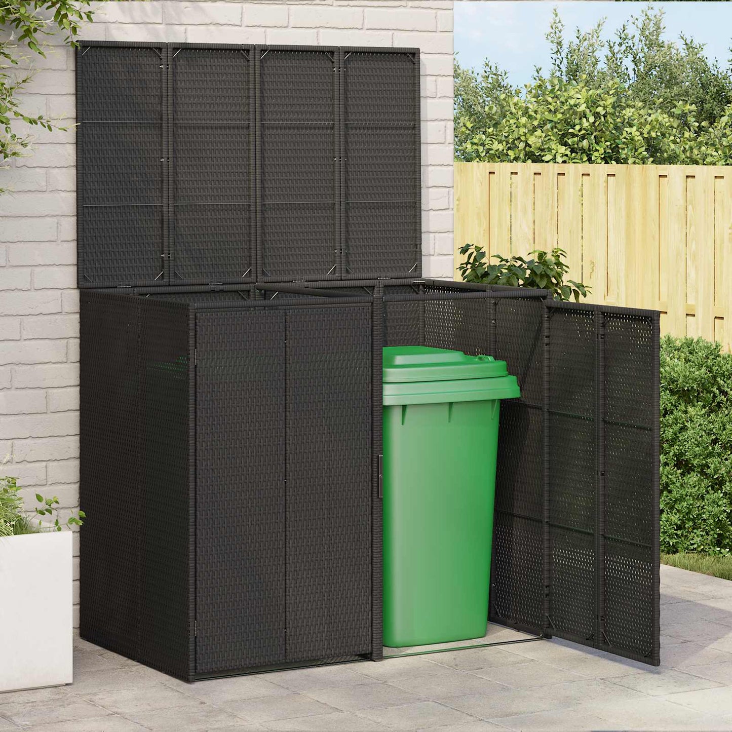 Afvalbak Box 2 pcs Zwart 65 x 80 x 115 cm Polyetheen is nu te koop bij PeponiXL, paradijselijk wonen!