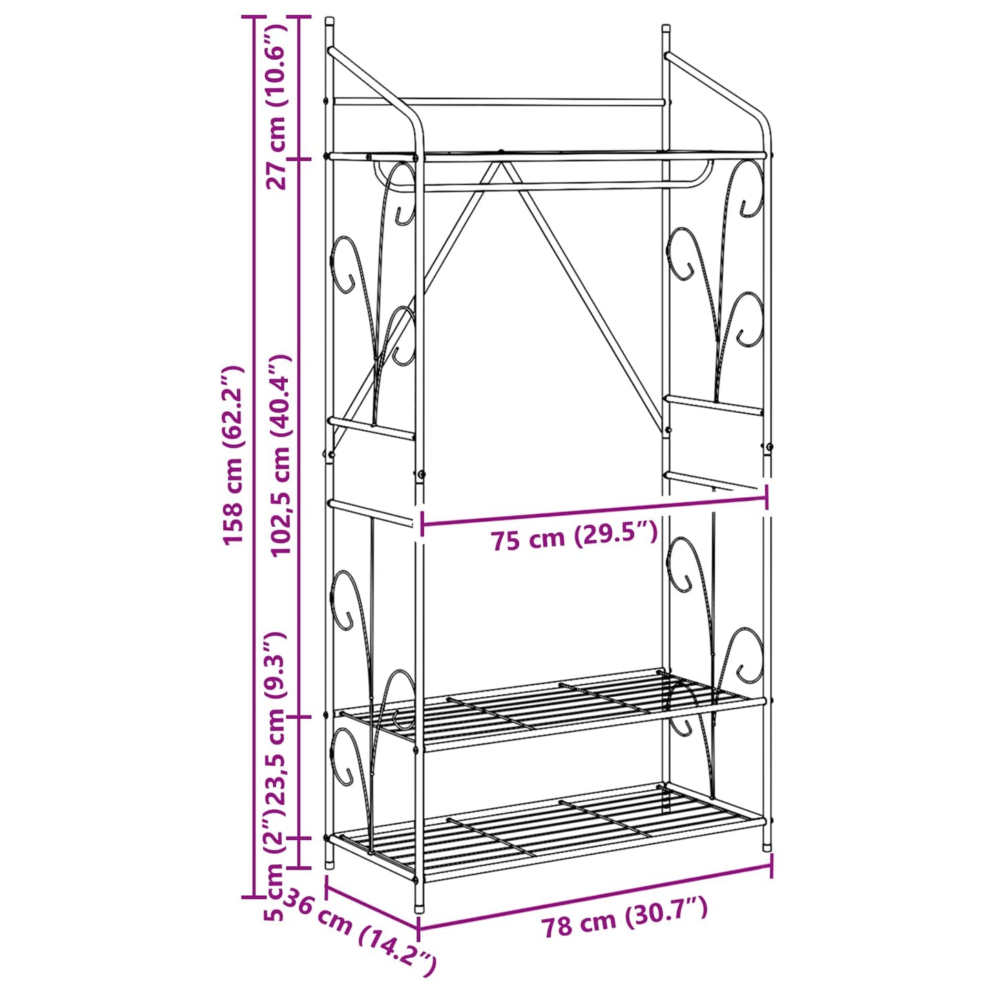 Open Kledingkast Effen 2 pcs 78 x 36 x 158 cm is nu te koop bij PeponiXL, paradijselijk wonen!