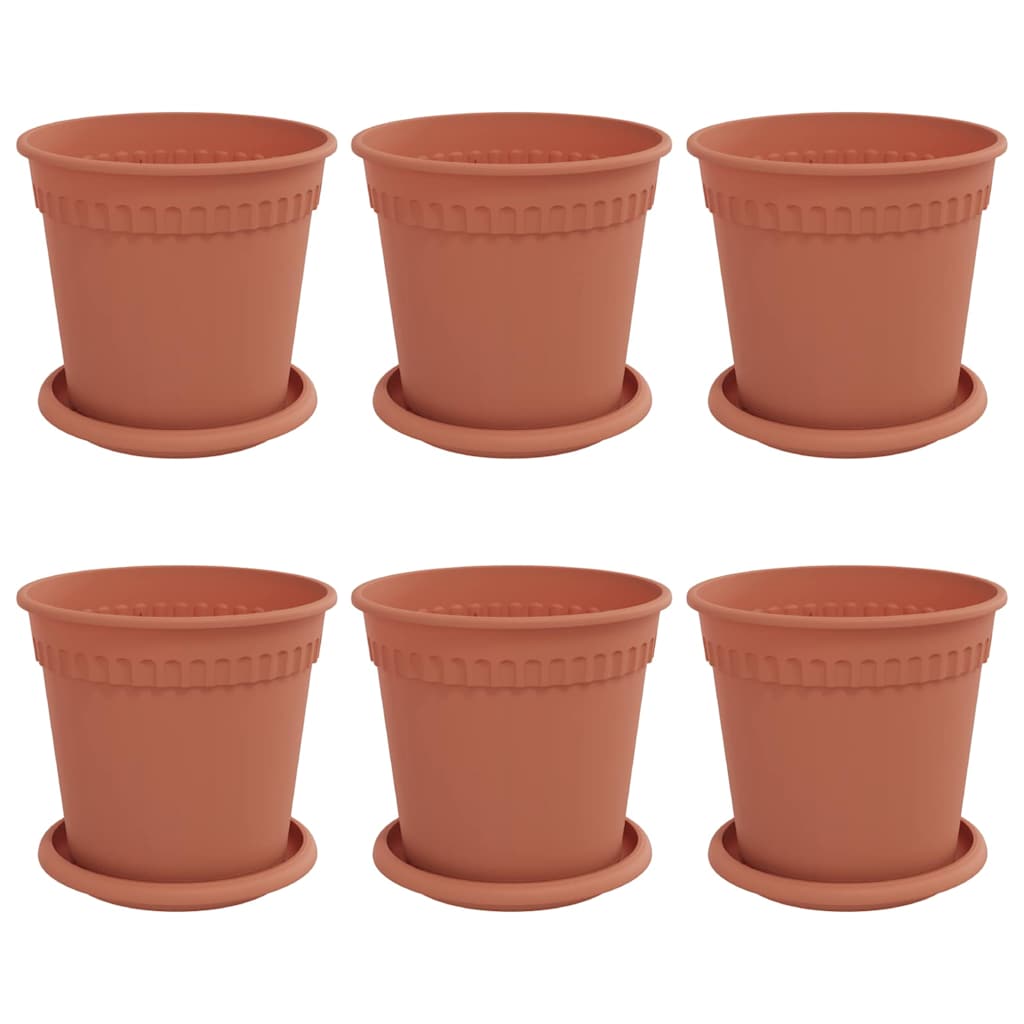 Plantenpotten 6 pcs Baksteenrood Ø 17 x 14 cm Kunststof is nu te koop bij PeponiXL, paradijselijk wonen!