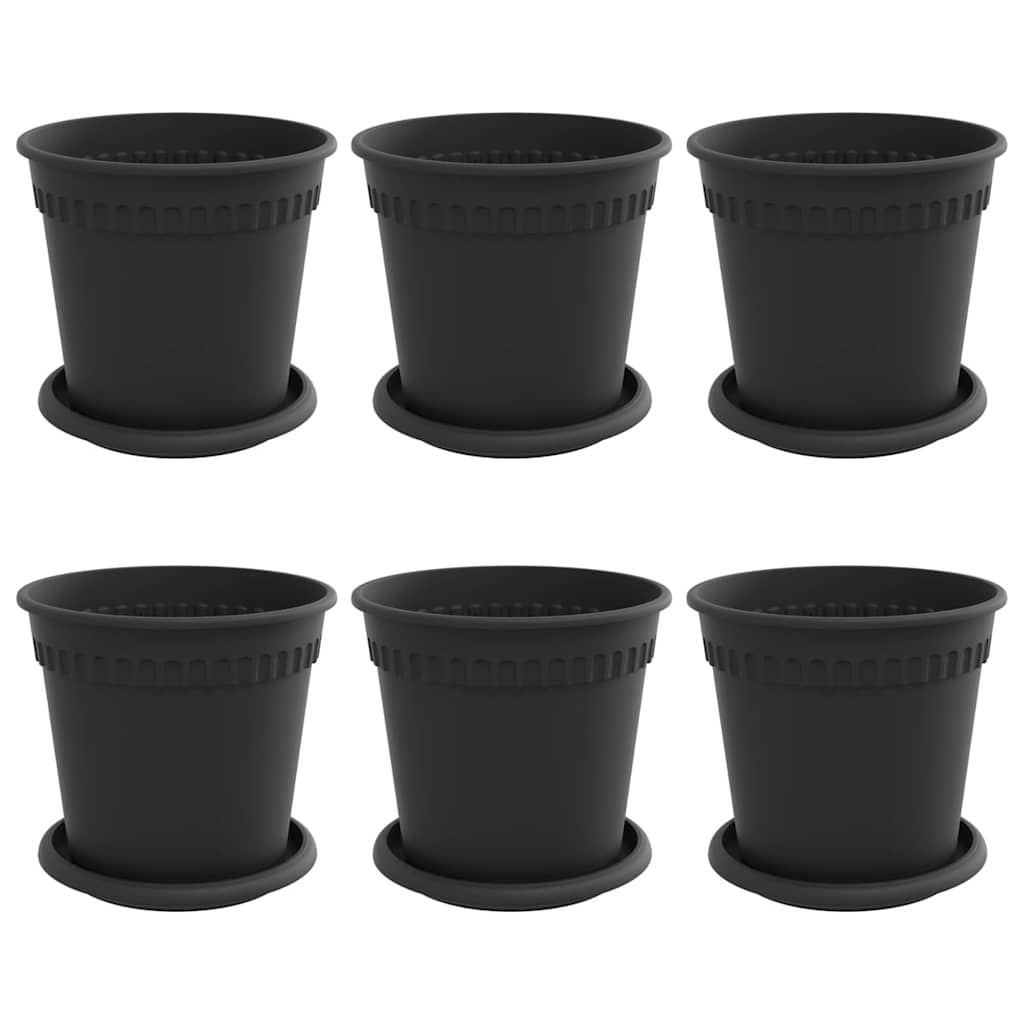 Plantenpotten 6 pcs Zwart Ø 17 x 14 cm Kunststof is nu te koop bij PeponiXL, paradijselijk wonen!