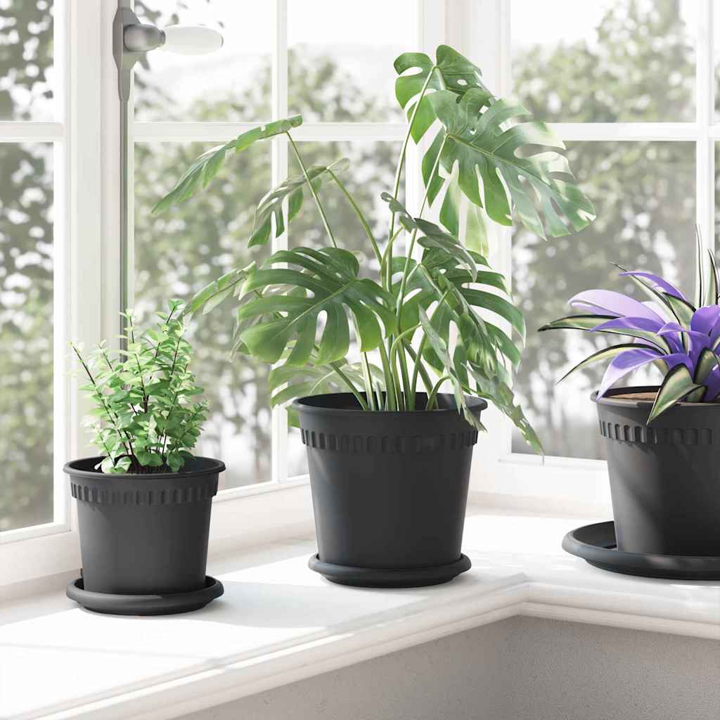 Plantenpotten 6 pcs Zwart Ø 19 x 16 cm Kunststof is nu te koop bij PeponiXL, paradijselijk wonen!