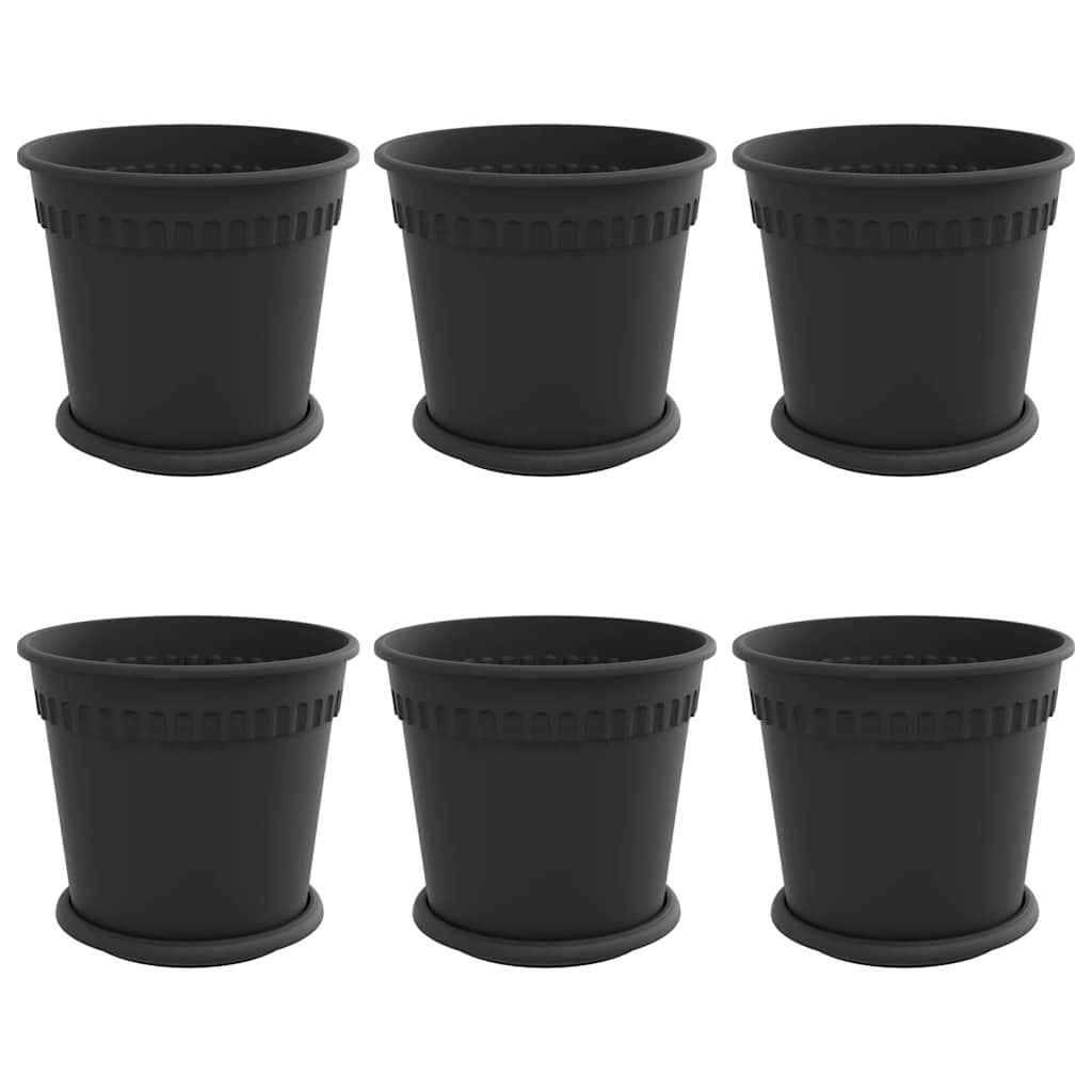 Plantenpotten 6 pcs Zwart Ø 19 x 16 cm Kunststof is nu te koop bij PeponiXL, paradijselijk wonen!