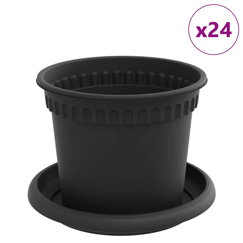 Plantenpotten 24 pcs Zwart Ø 12,5 x 10 cm Kunststof is nu te koop bij PeponiXL, paradijselijk wonen!
