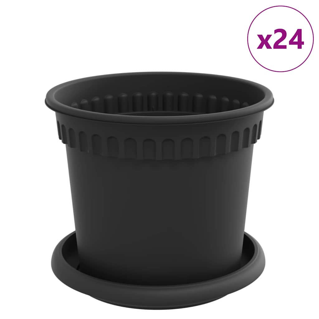 Plantenpotten 24 pcs Zwart Ø 15 x 12 cm Kunststof is nu te koop bij PeponiXL, paradijselijk wonen!