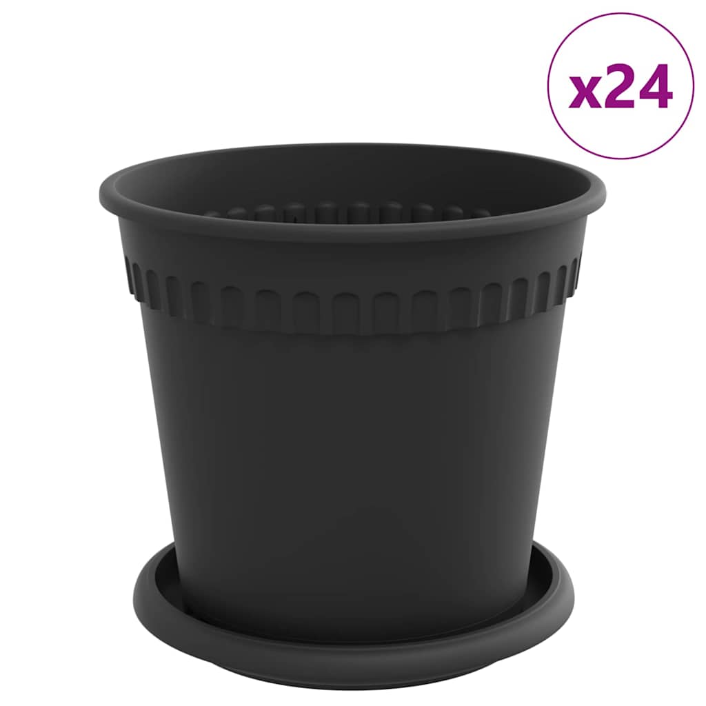 Plantenpotten 24 pcs Zwart Ø 17 x 14 cm Kunststof is nu te koop bij PeponiXL, paradijselijk wonen!