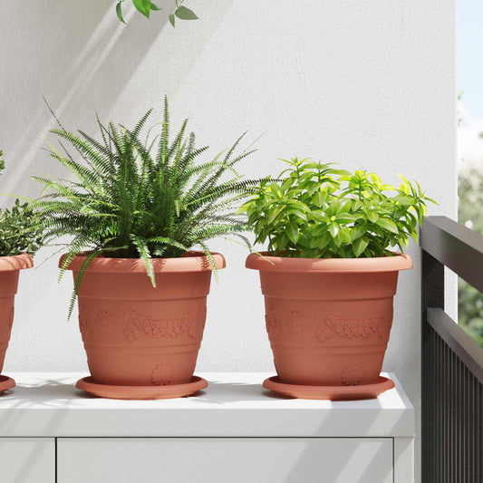 Plantenpotten 6 pcs Baksteenrood Ø 22 x 18 cm Kunststof is nu te koop bij PeponiXL, paradijselijk wonen!