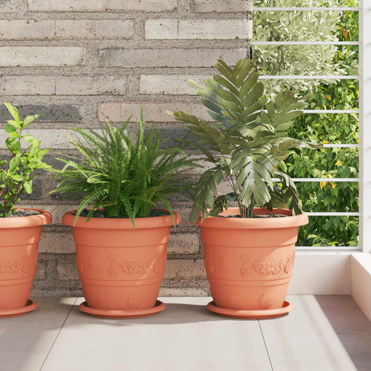 Plantenpotten 6 pcs Baksteenrood Ø 26 x 21.5 cm Kunststof is nu te koop bij PeponiXL, paradijselijk wonen!