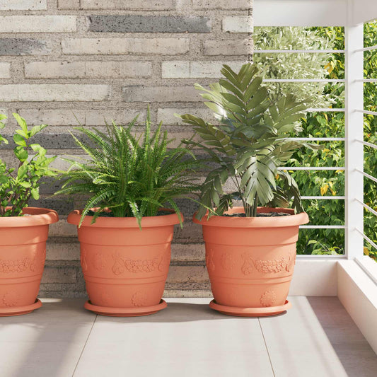 Plantenpotten 6 pcs Baksteenrood Ø 30 x 25 cm Kunststof is nu te koop bij PeponiXL, paradijselijk wonen!