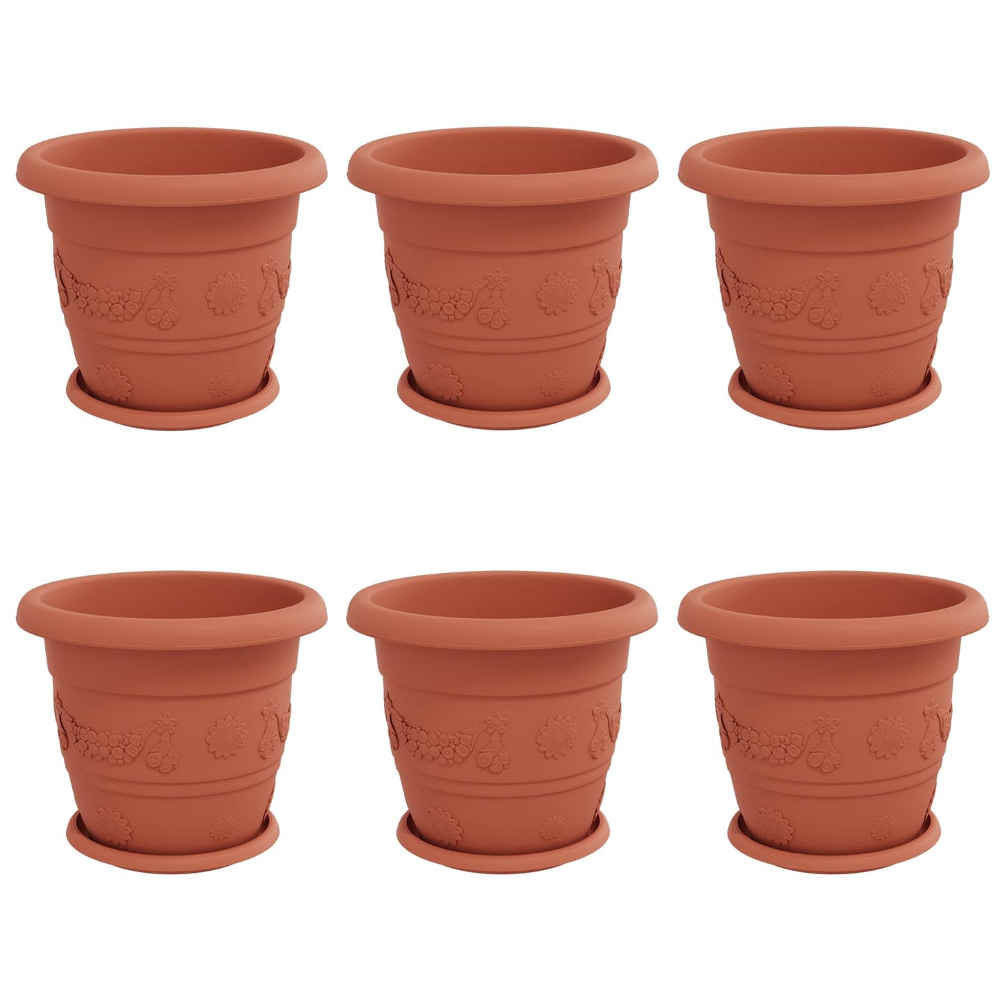 Plantenpotten 6 pcs Baksteenrood Ø 30 x 25 cm Kunststof is nu te koop bij PeponiXL, paradijselijk wonen!