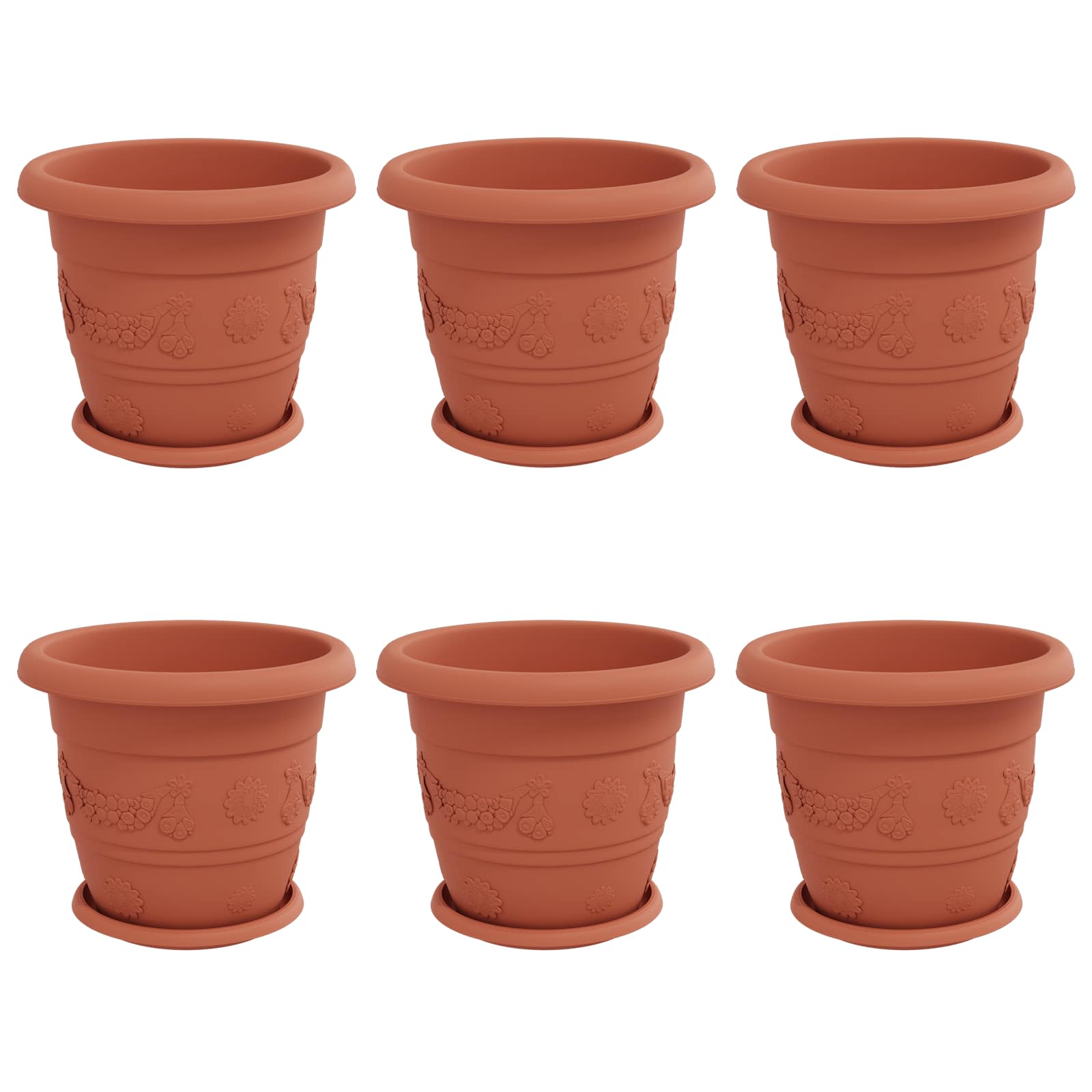 Plantenpotten 6 pcs Baksteenrood Ø 30 x 25 cm Kunststof is nu te koop bij PeponiXL, paradijselijk wonen!