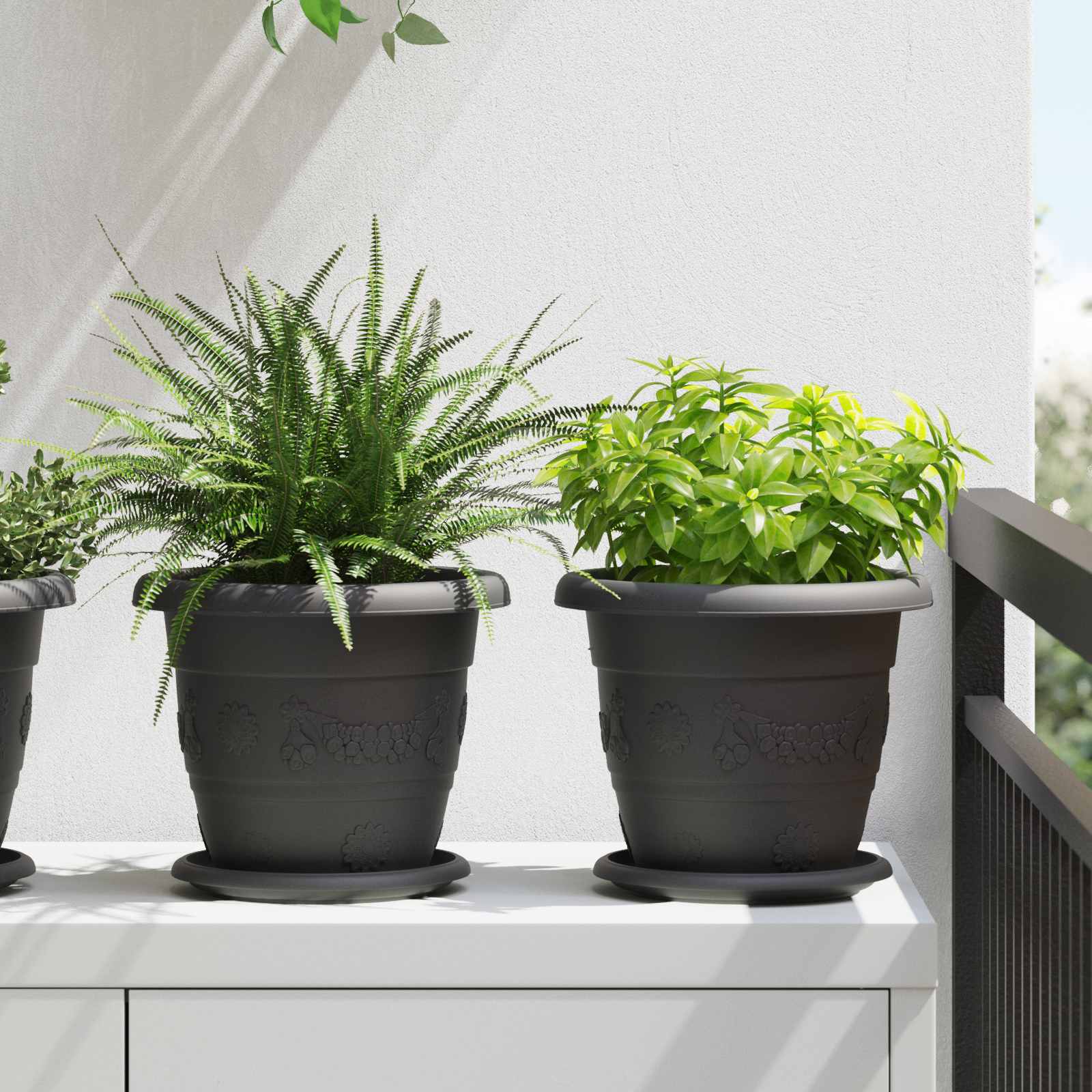 Plantenpotten 6 pcs Zwart Ø 22 x 18 cm Kunststof is nu te koop bij PeponiXL, paradijselijk wonen!