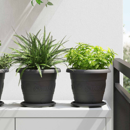 Plantenpotten 6 pcs Zwart Ø 22 x 18 cm Kunststof is nu te koop bij PeponiXL, paradijselijk wonen!