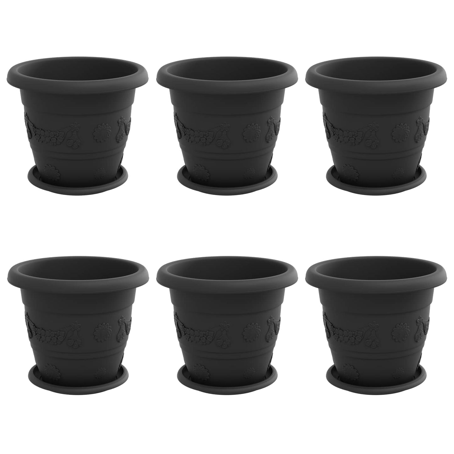 Plantenpotten 6 pcs Zwart Ø 26 x 21.5 cm Kunststof is nu te koop bij PeponiXL, paradijselijk wonen!