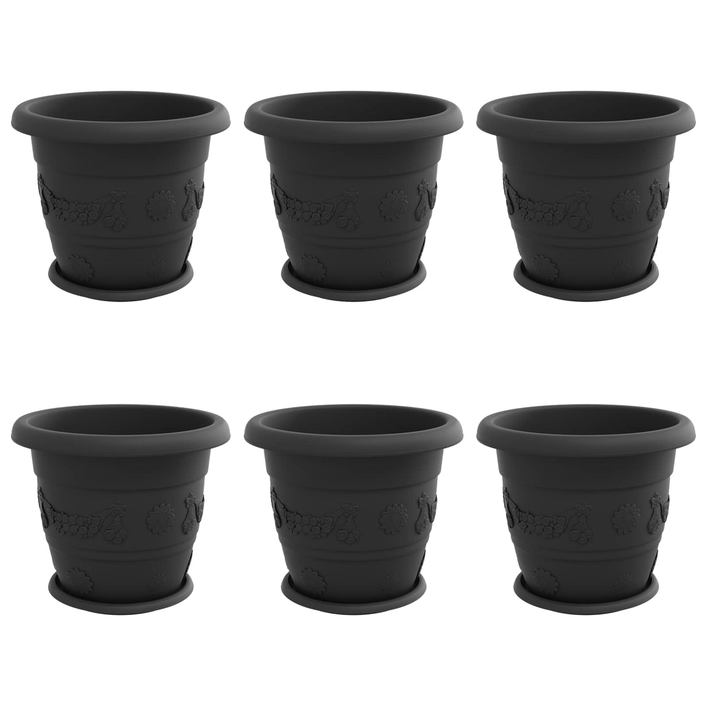 Plantenpotten 6 pcs Zwart Ø 34 x 28 cm Kunststof is nu te koop bij PeponiXL, paradijselijk wonen!