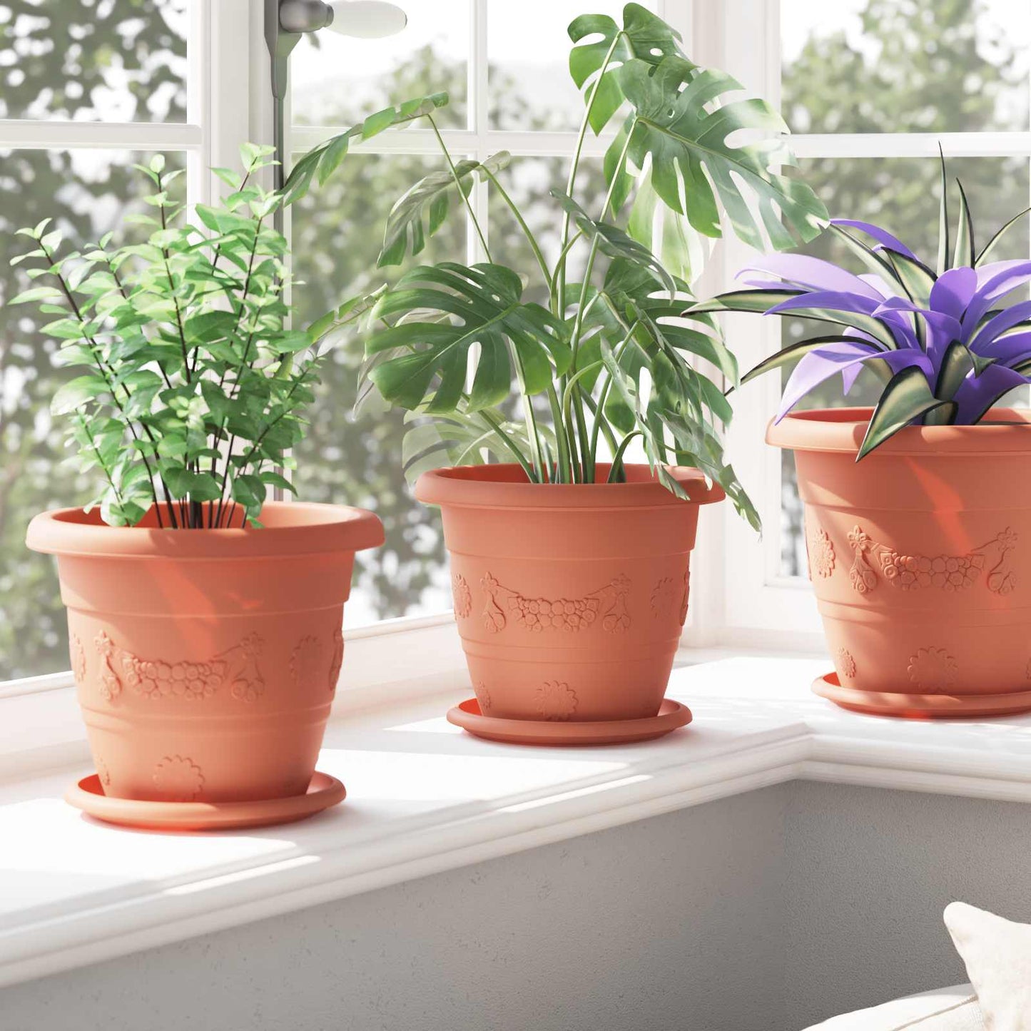 Plantenpotten 24 pcs Baksteenrood Ø 26 x 21.5 cm Kunststof is nu te koop bij PeponiXL, paradijselijk wonen!