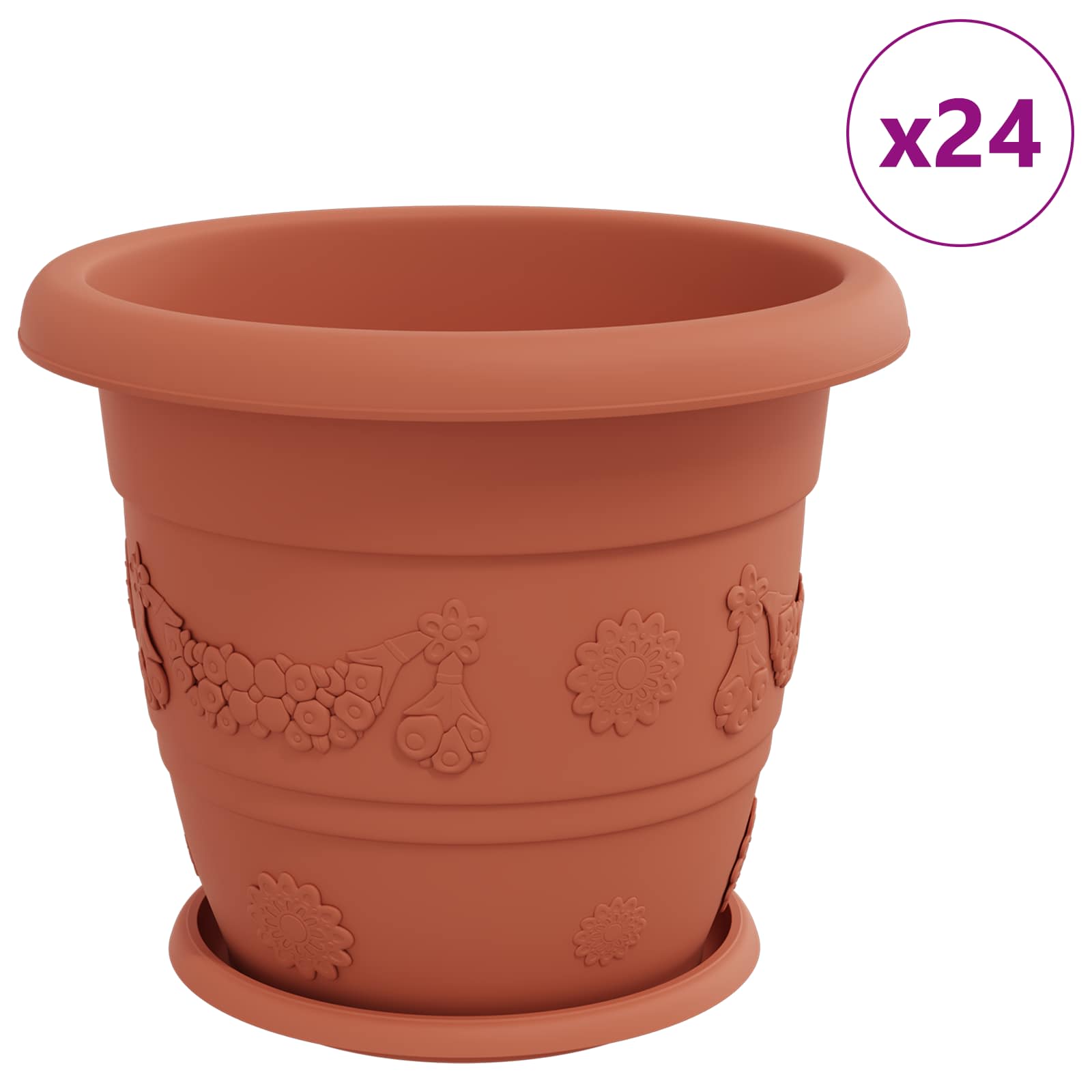 Plantenpotten 24 pcs Baksteenrood Ø 34 x 28 cm Kunststof is nu te koop bij PeponiXL, paradijselijk wonen!