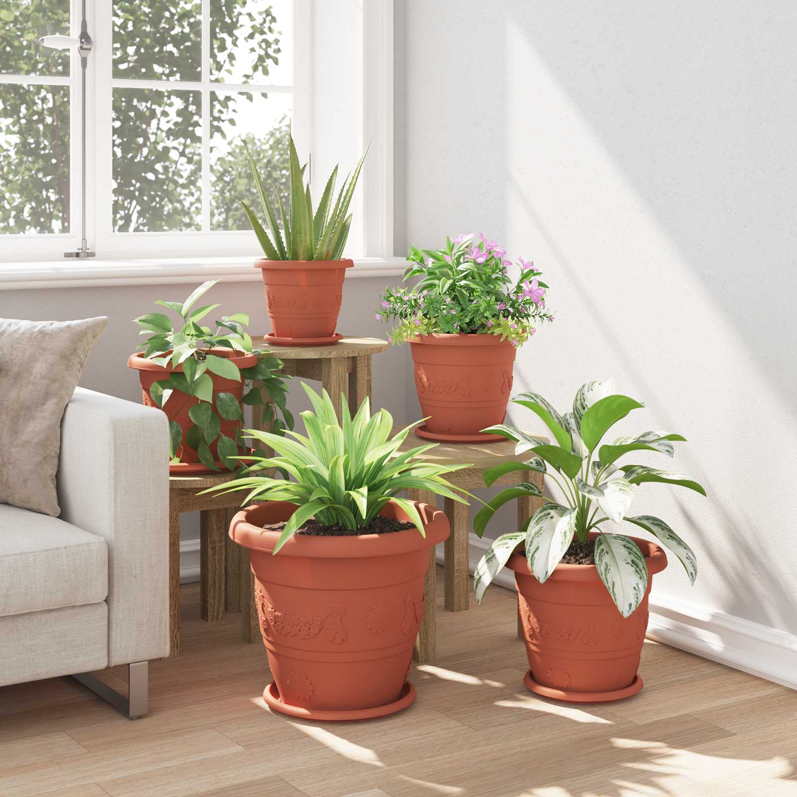 Plantenpotten 24 pcs Baksteenrood Ø 39 x 32 cm Kunststof is nu te koop bij PeponiXL, paradijselijk wonen!