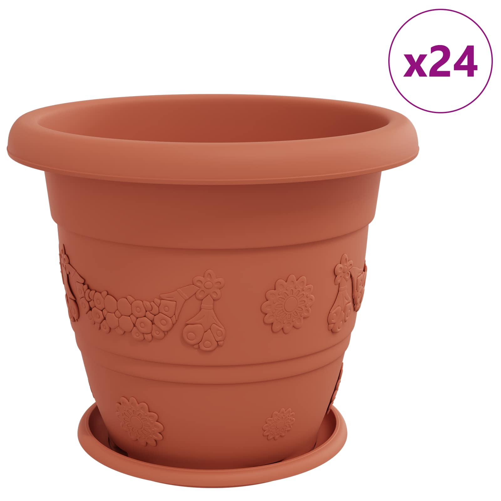 Plantenpotten 24 pcs Baksteenrood Ø 39 x 32 cm Kunststof is nu te koop bij PeponiXL, paradijselijk wonen!