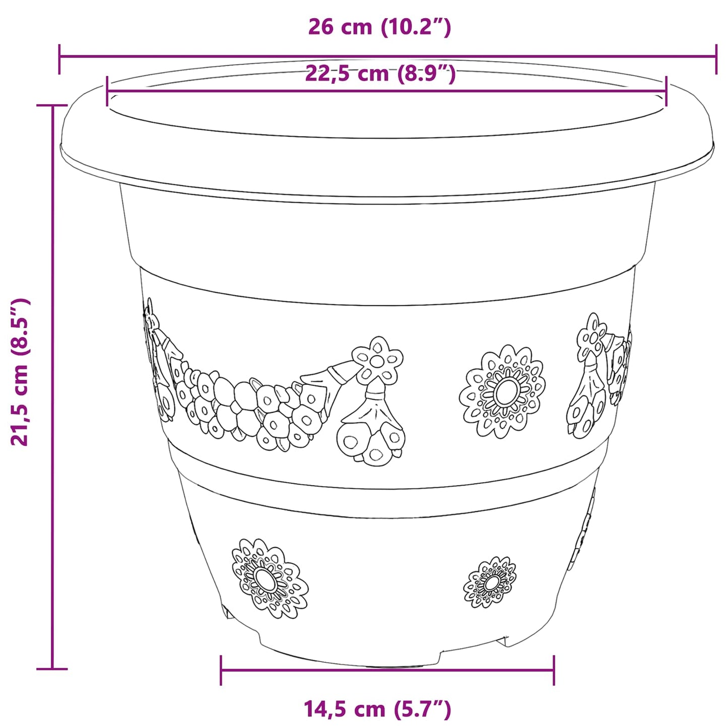 Plantenpotten 24 pcs Zwart Ø 26 x 21.5 cm Kunststof is nu te koop bij PeponiXL, paradijselijk wonen!