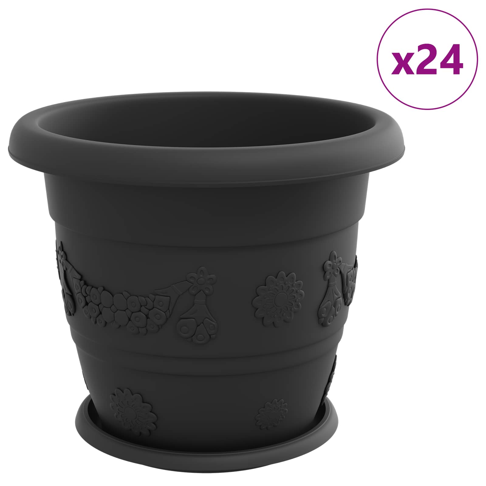 Plantenpotten 24 pcs Zwart Ø 34 x 28 cm Kunststof is nu te koop bij PeponiXL, paradijselijk wonen!