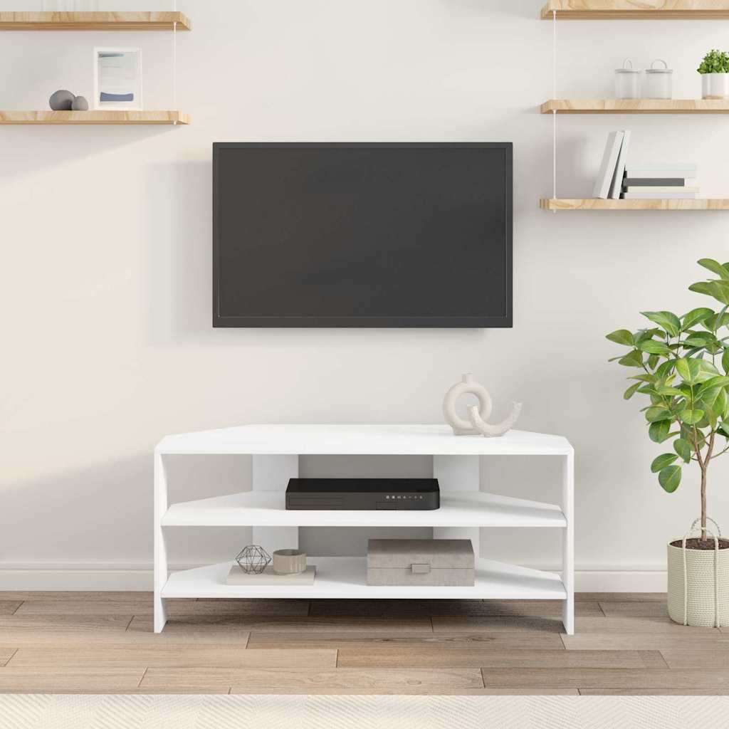 HoekTVKast Wit 102x40,5x45cm Bewerkt hout is nu te koop bij PeponiXL, paradijselijk wonen!