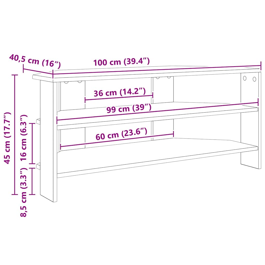 HoekTVKast Sonoma Eiken 102x40,5x45cm Bewerkt hout is nu te koop bij PeponiXL, paradijselijk wonen!