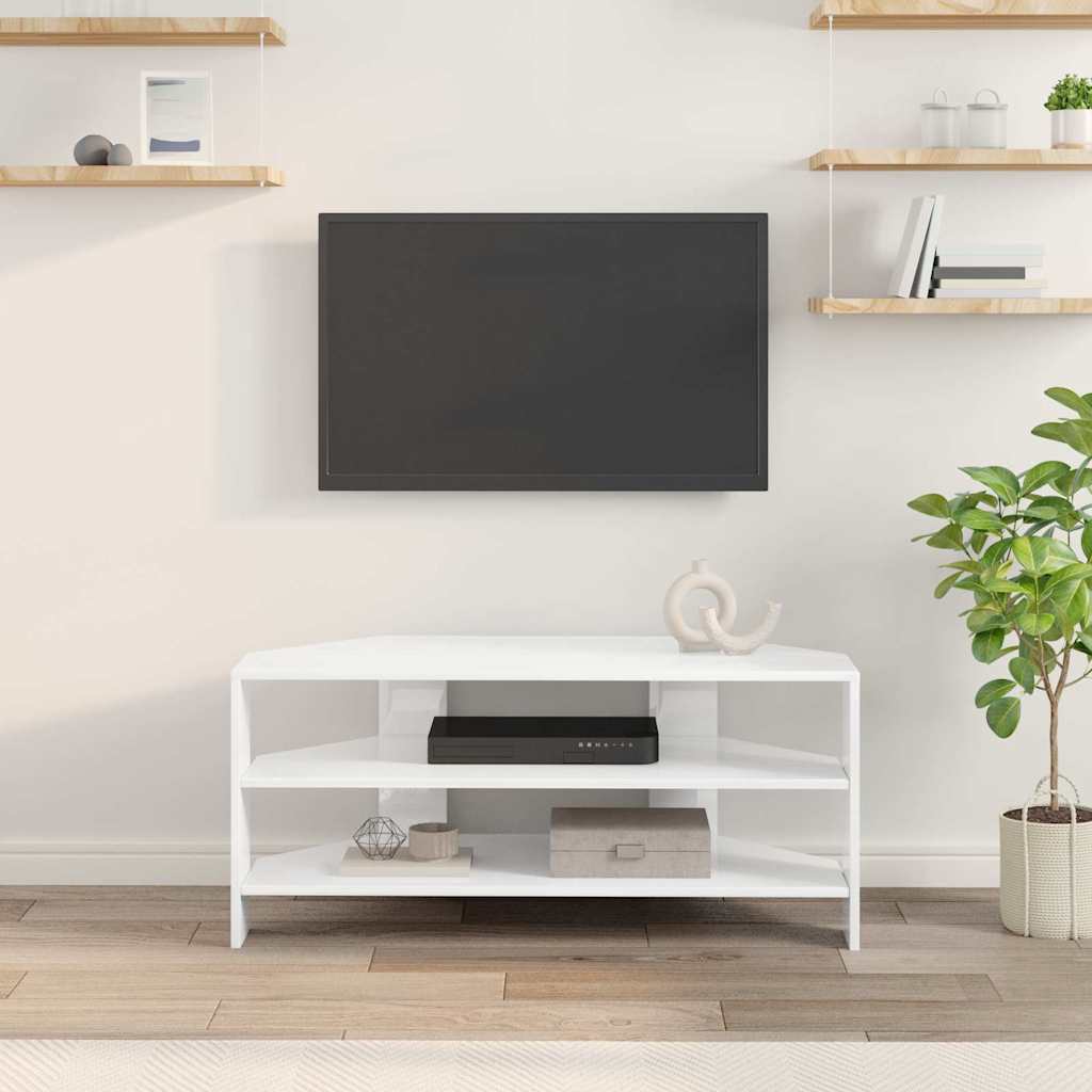 HoekTVKast Hoogglans Wit 102x40,5x45cm Bewerkt hout is nu te koop bij PeponiXL, paradijselijk wonen!