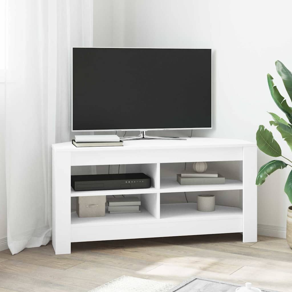 HoekTVKast Wit 102 x 40,5 x 45 cm Bewerkt hout is nu te koop bij PeponiXL, paradijselijk wonen!