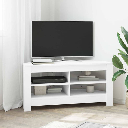 HoekTVKast Wit 102 x 40,5 x 45 cm Bewerkt hout is nu te koop bij PeponiXL, paradijselijk wonen!