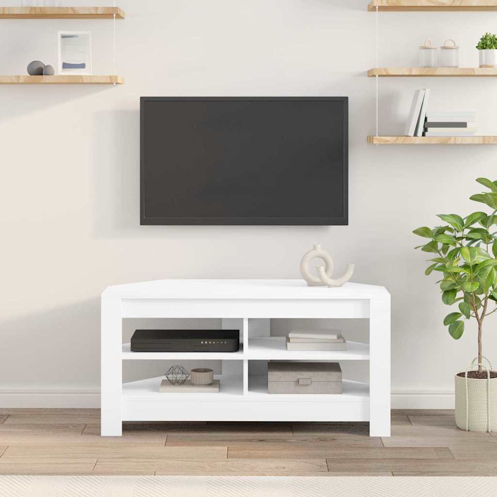 HoekTVKast Wit 102 x 40,5 x 45 cm Bewerkt hout is nu te koop bij PeponiXL, paradijselijk wonen!