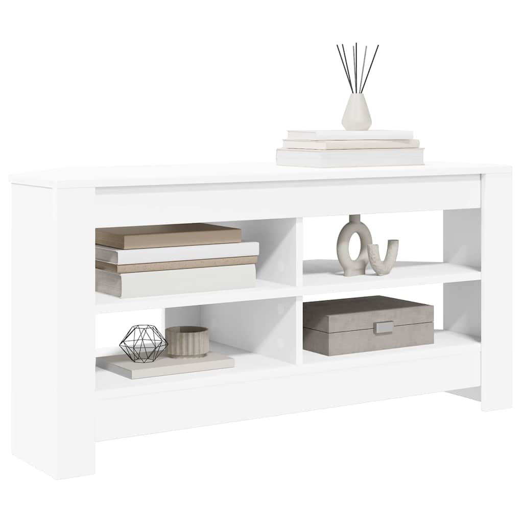HoekTVKast Wit 102 x 40,5 x 45 cm Bewerkt hout is nu te koop bij PeponiXL, paradijselijk wonen!