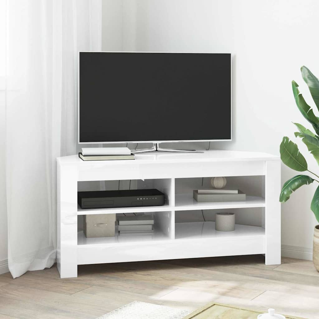 HoekTVKast Hoogglans Wit 102 x 40,5 x 45 cm Bewerkt hout is nu te koop bij PeponiXL, paradijselijk wonen!