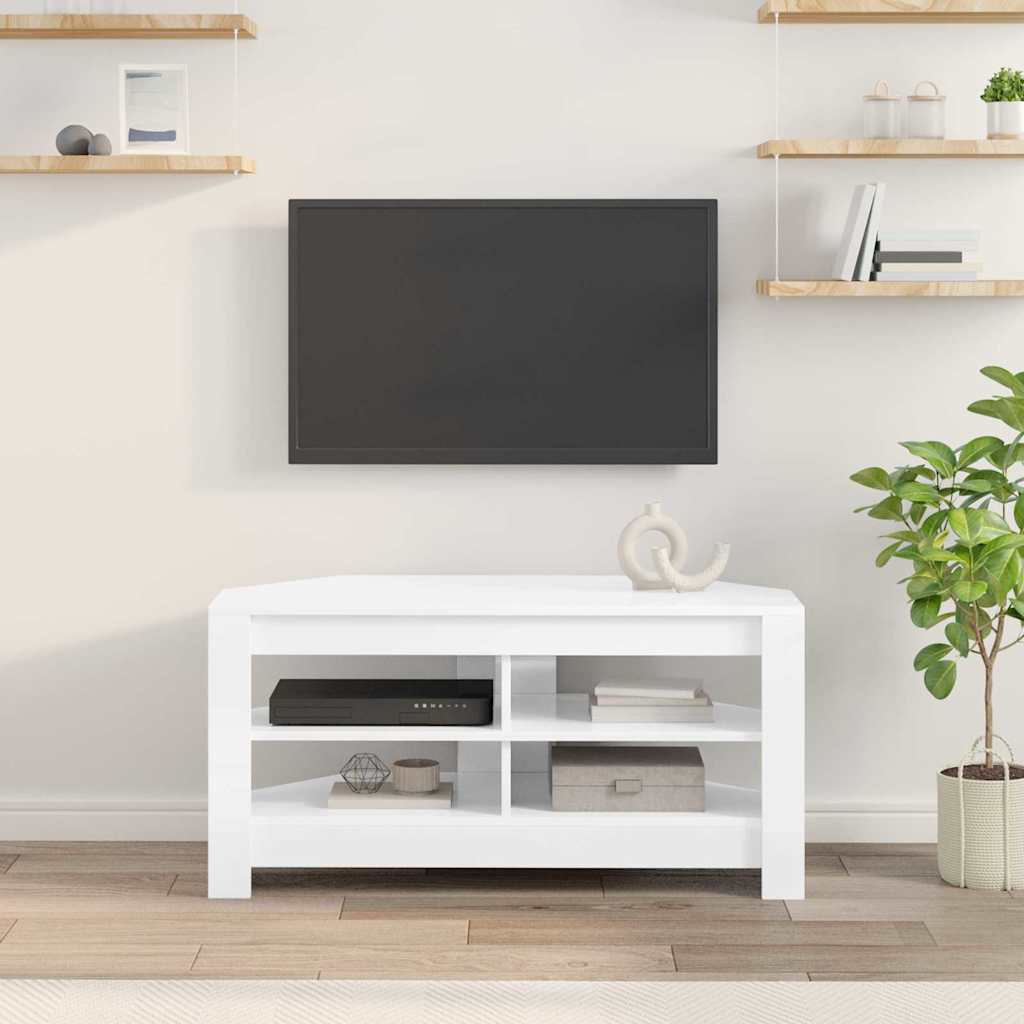 HoekTVKast Hoogglans Wit 102 x 40,5 x 45 cm Bewerkt hout is nu te koop bij PeponiXL, paradijselijk wonen!