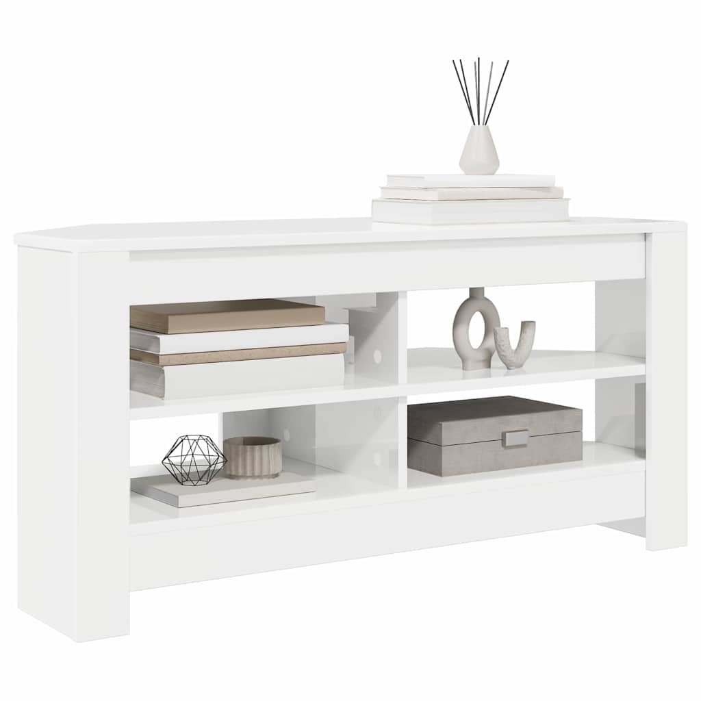 HoekTVKast Hoogglans Wit 102 x 40,5 x 45 cm Bewerkt hout is nu te koop bij PeponiXL, paradijselijk wonen!