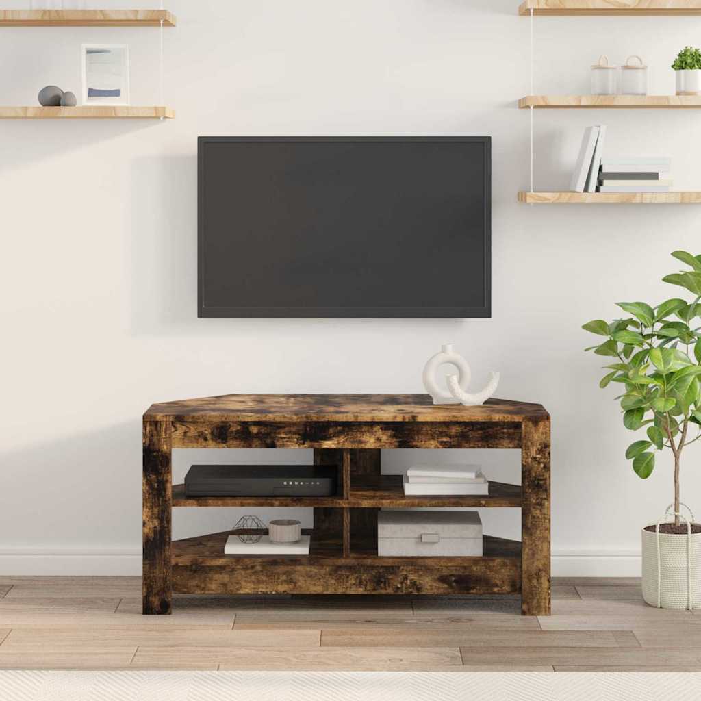 HoekTVKast Gerookt eiken 102 x 40,5 x 45 cm Bewerkt hout is nu te koop bij PeponiXL, paradijselijk wonen!