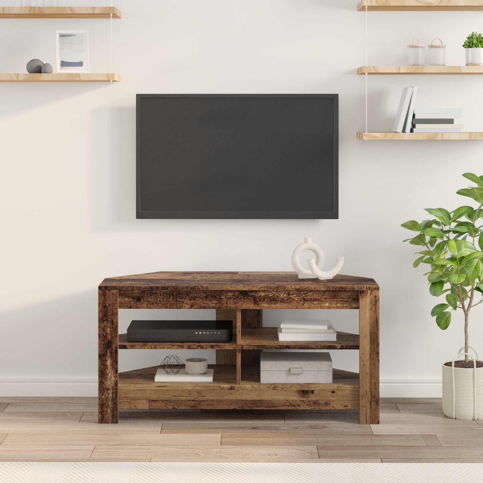 HoekTVKast Oud Hout 102 x 40,5 x 45 cm Bewerkt hout is nu te koop bij PeponiXL, paradijselijk wonen!