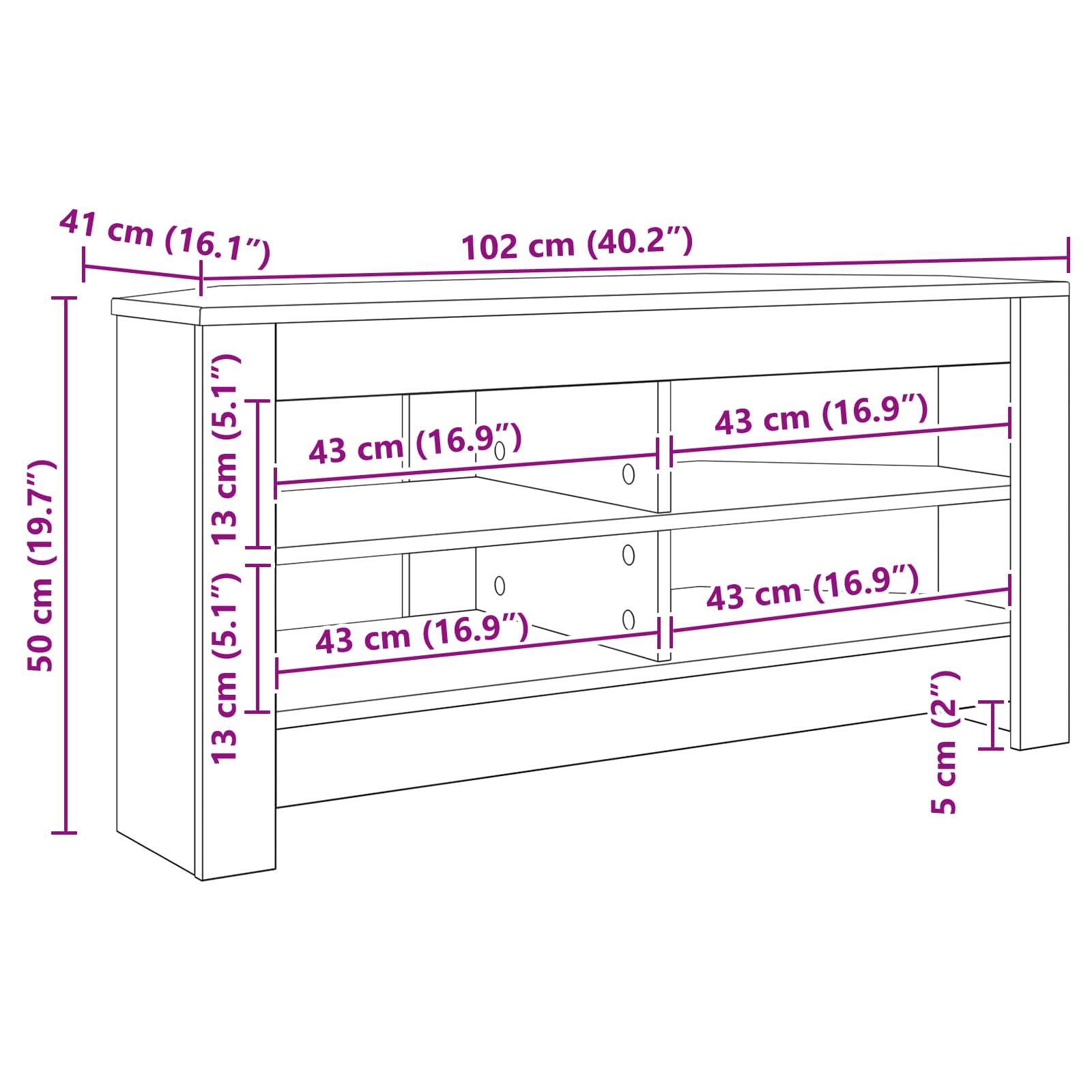 HoekTVKast Oud Hout 102 x 40,5 x 45 cm Bewerkt hout is nu te koop bij PeponiXL, paradijselijk wonen!