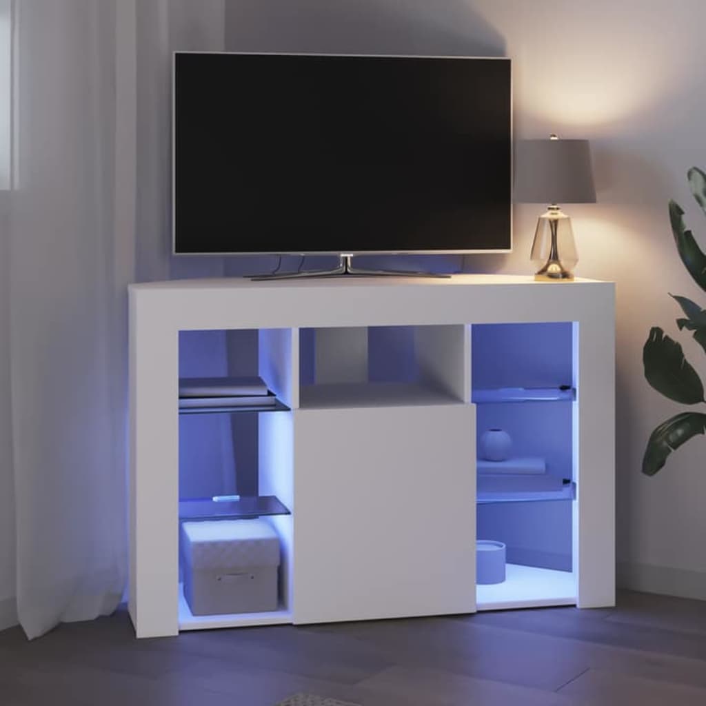 Hoek LED TV Kast Wandgemonteerd Wit 100x40x68cm Bewerkt hout is nu te koop bij PeponiXL, paradijselijk wonen!