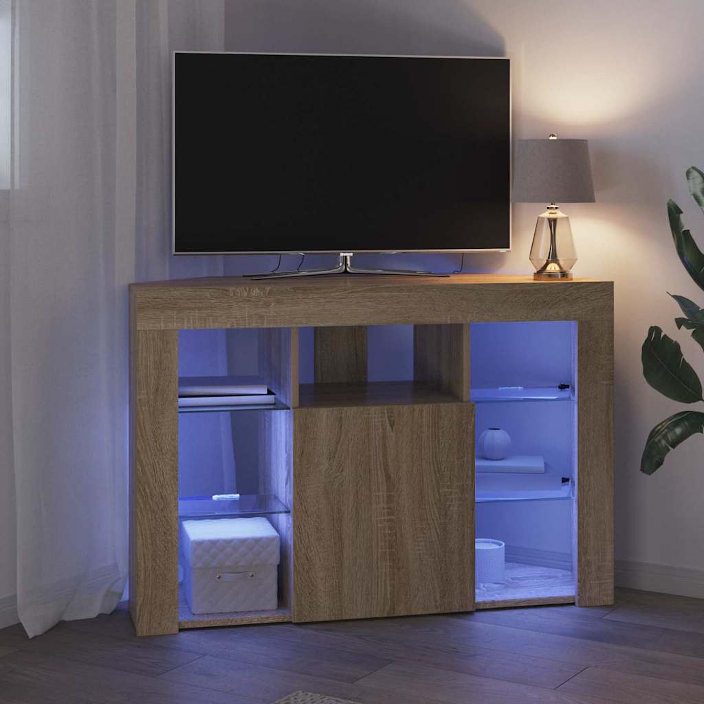 Hoek LED TV Kast Sonoma Eiken 100x40x68cm Bewerkt hout is nu te koop bij PeponiXL, paradijselijk wonen!