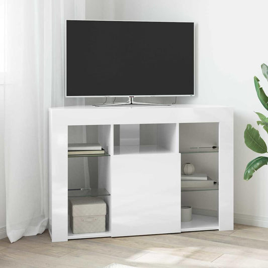 Hoek LED TV Kast Hoogglans Wit 100x40x68cm Bewerkt hout is nu te koop bij PeponiXL, paradijselijk wonen!