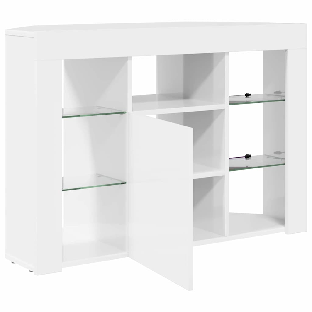 Hoek LED TV Kast Hoogglans Wit 100x40x68cm Bewerkt hout is nu te koop bij PeponiXL, paradijselijk wonen!