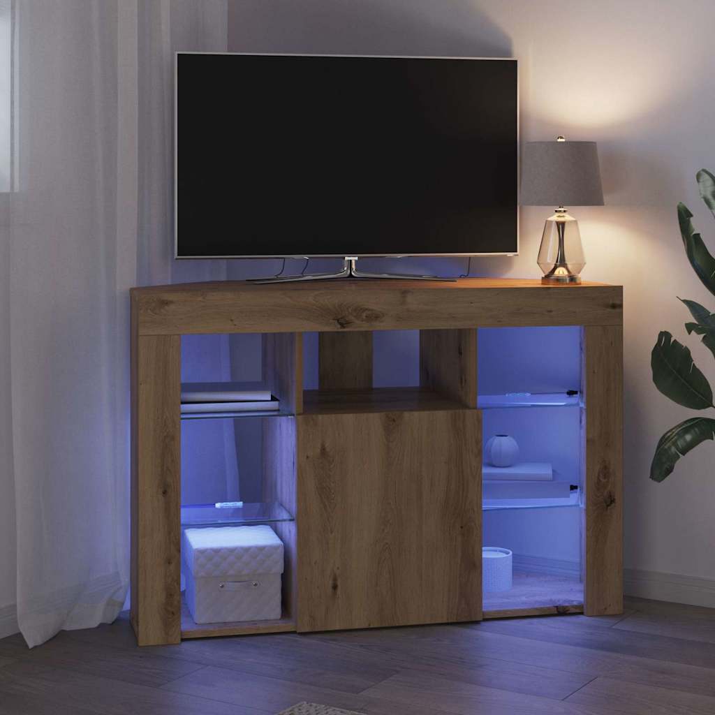 Hoek LED TV Kast 100x40x68cm Artisan Eiken Bewerkt hout is nu te koop bij PeponiXL, paradijselijk wonen!