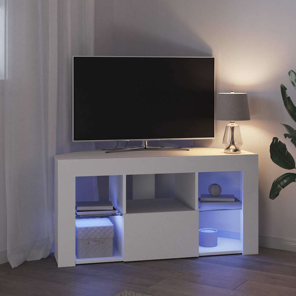 Hoek LED TV Kast Wit 100 x 40 x 50 cm Bewerkt hout is nu te koop bij PeponiXL, paradijselijk wonen!