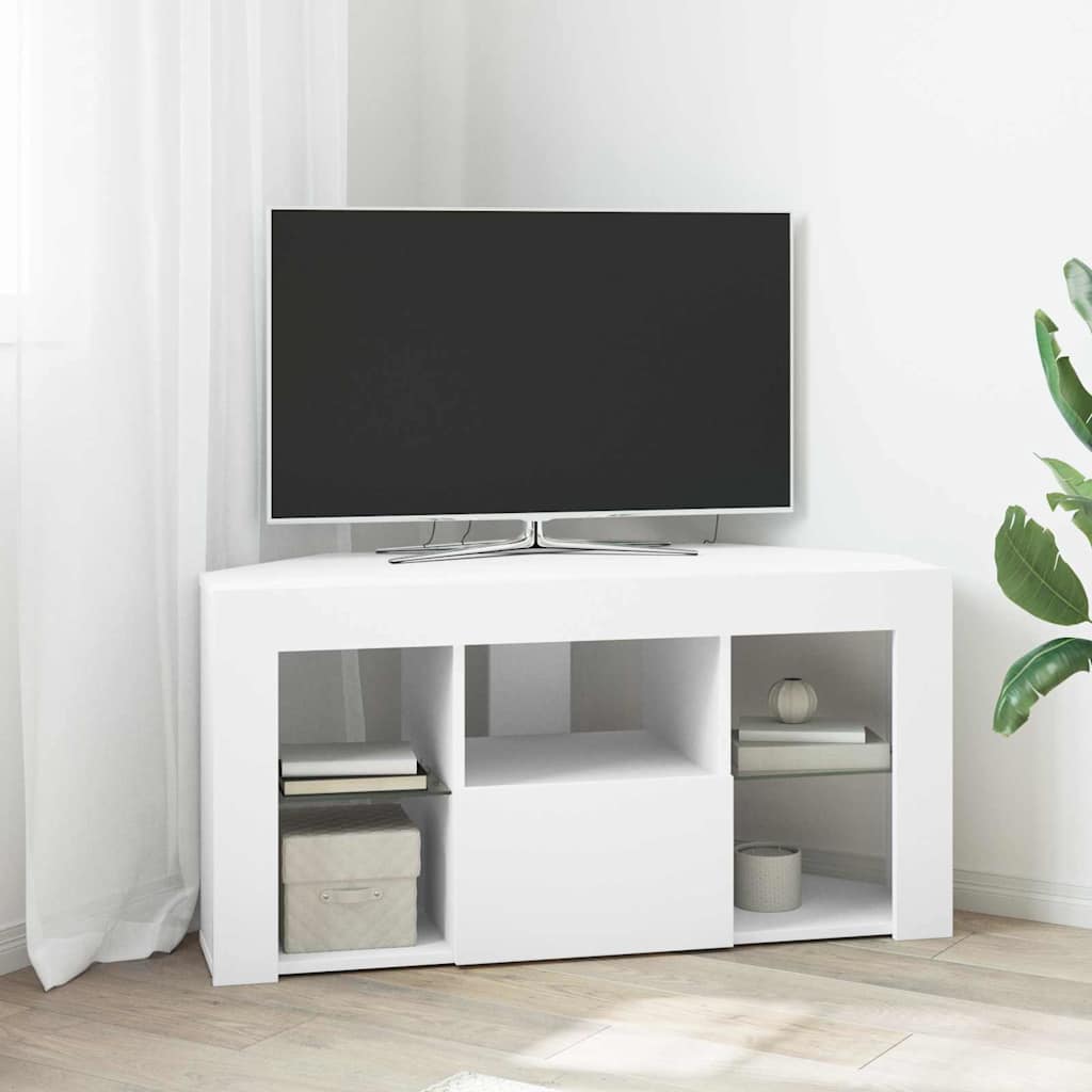 Hoek LED TV Kast Wit 100 x 40 x 50 cm Bewerkt hout is nu te koop bij PeponiXL, paradijselijk wonen!