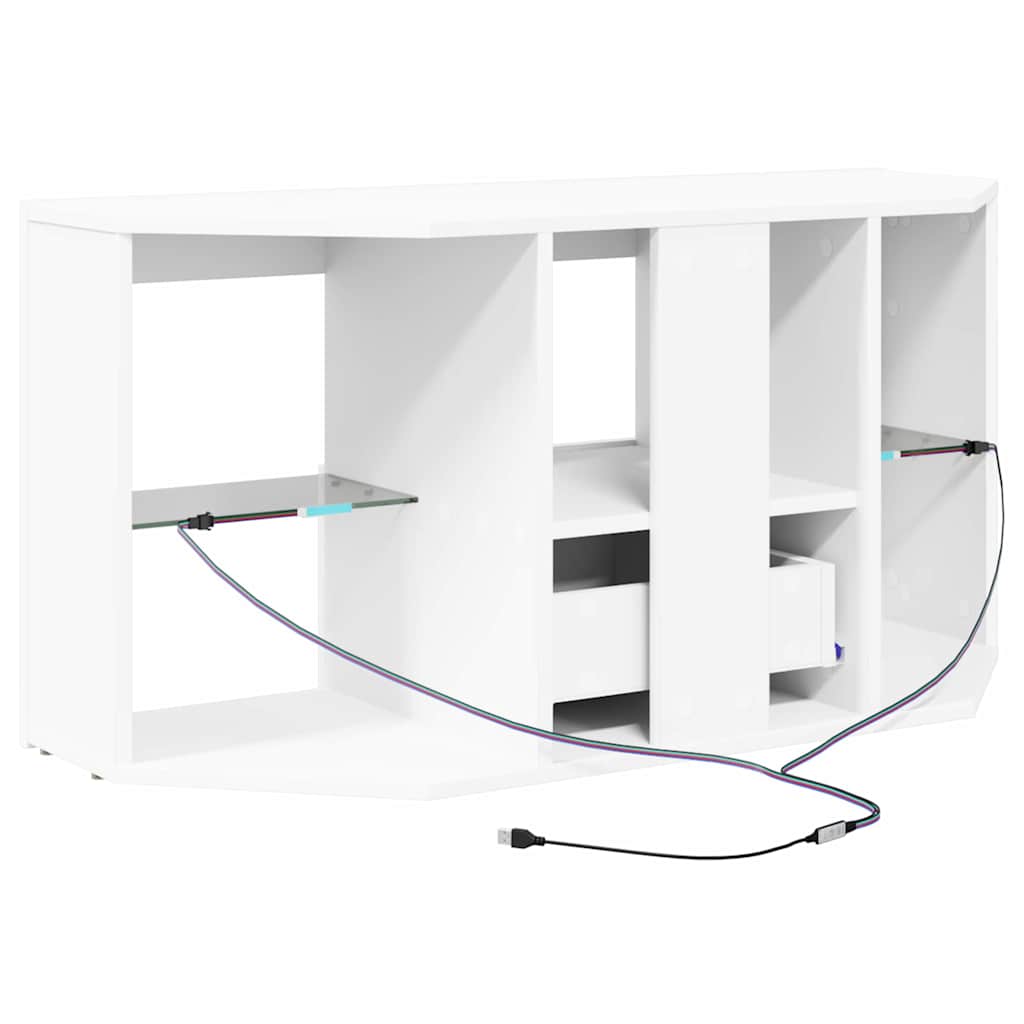 Hoek LED TV Kast Wit 100 x 40 x 50 cm Bewerkt hout is nu te koop bij PeponiXL, paradijselijk wonen!