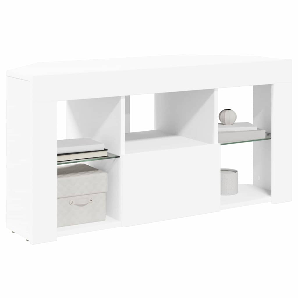 Hoek LED TV Kast Wit 100 x 40 x 50 cm Bewerkt hout is nu te koop bij PeponiXL, paradijselijk wonen!