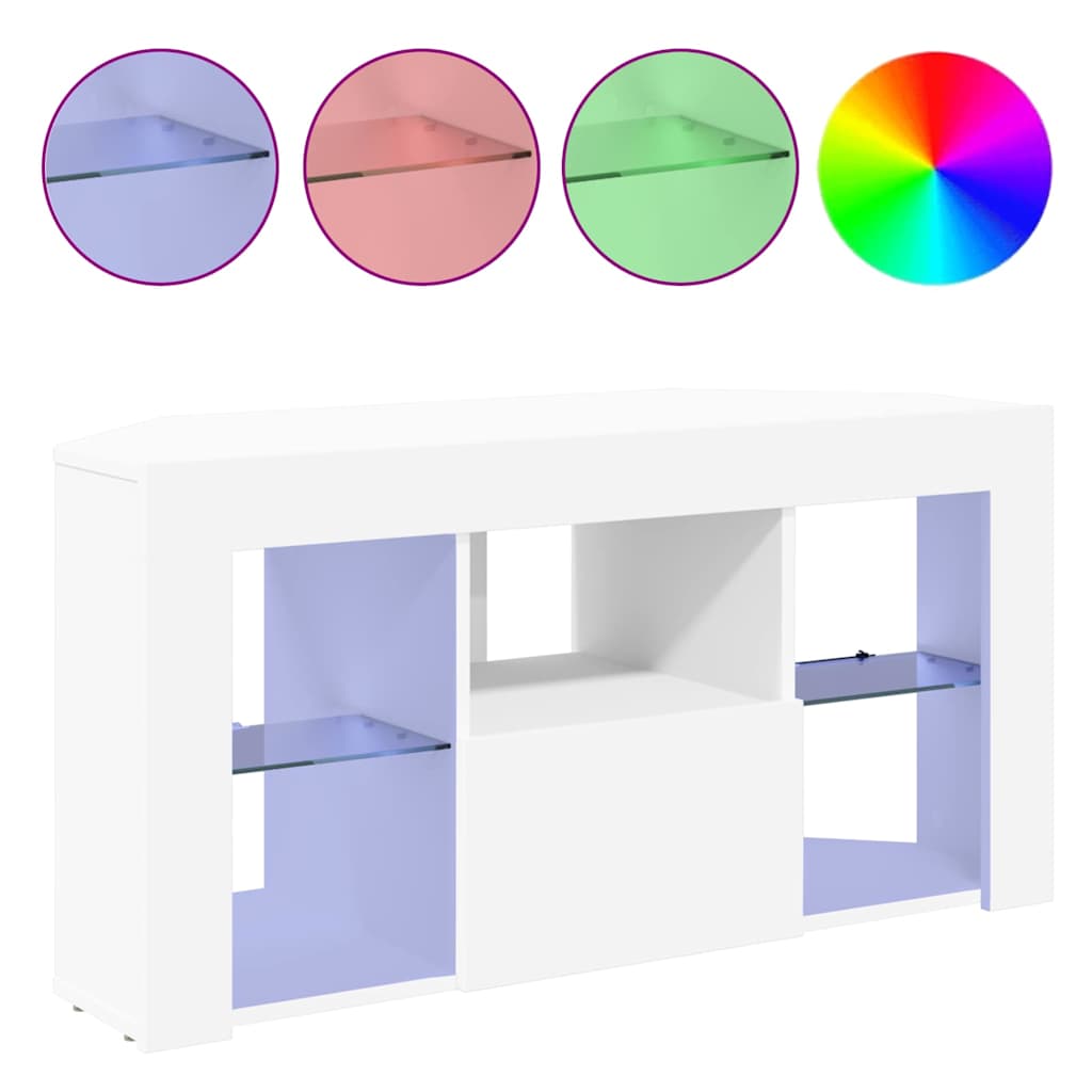 Hoek LED TV Kast Wit 100 x 40 x 50 cm Bewerkt hout is nu te koop bij PeponiXL, paradijselijk wonen!