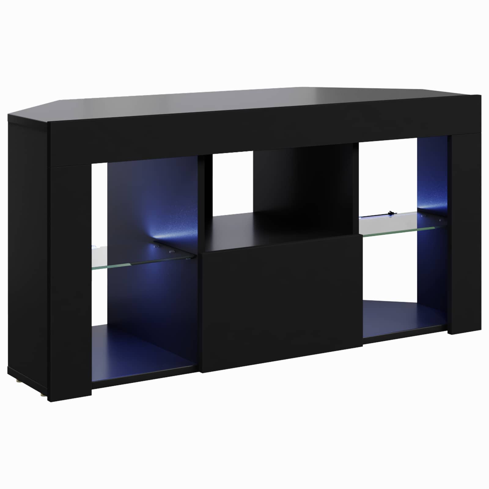 Hoek LED TV Kast Zwart 100 x 40 x 50 cm Bewerkt hout is nu te koop bij PeponiXL, paradijselijk wonen!
